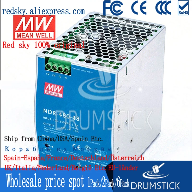 MEAN WELL металлический чехол NDR-480W-24/48 в экономичный единичный Промышленный DIN RAIL AC-DC