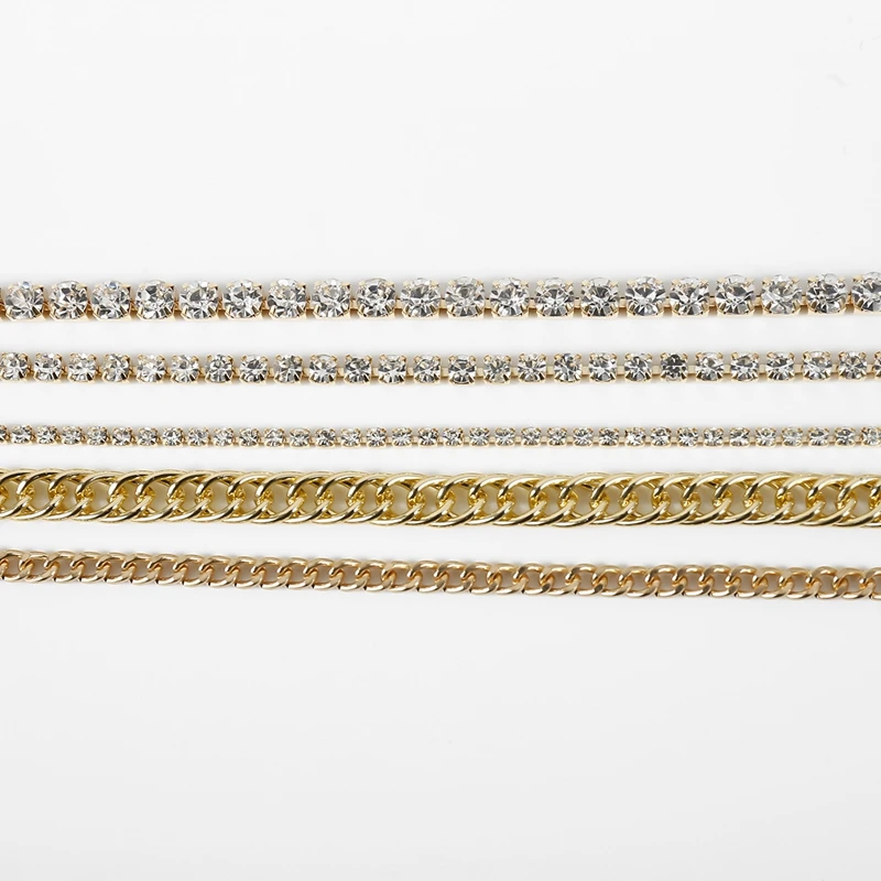 

INS Fashion Layered anklet 5pcs Rhinestone Tennis Chain Foot Chain Jewelry for Women Summer Beach Anklet Barefoot Chain