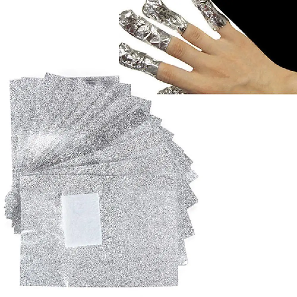 

100 Pcs Aluminium Foil Nail Art Soak Off Acrylic Gel Polish Nail Wraps Remover