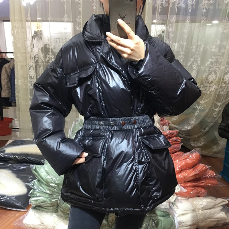 Janveny 90% белый пуховик на утином пуху женская зимняя парка для женщин пуховое