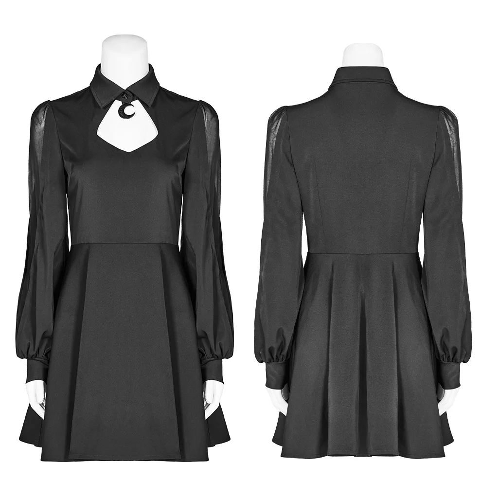 Женское шифоновое платье в стиле Панк RAVE Осеннее короткое с вырезом классическое