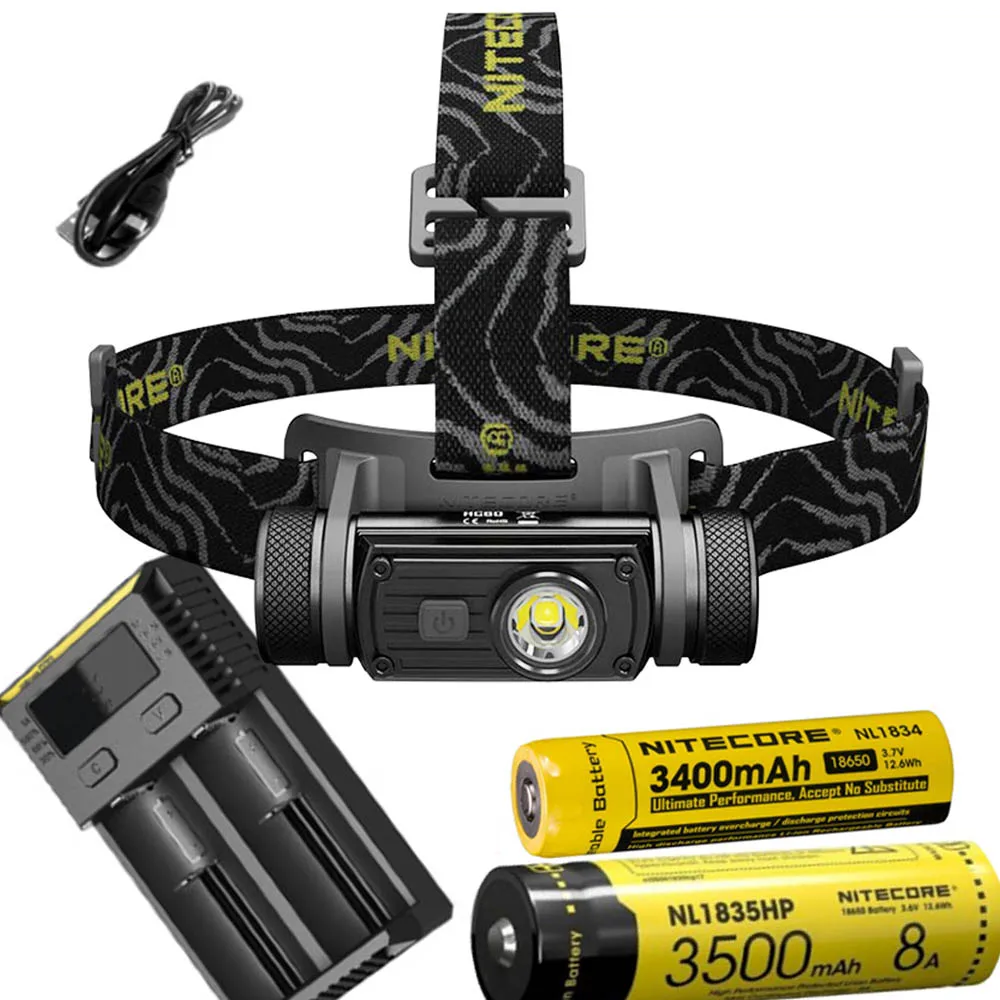Налобный фонарь Nitecore HC60 CREE XM L2 U2 1000 люмен водонепроницаемый для кемпинга с