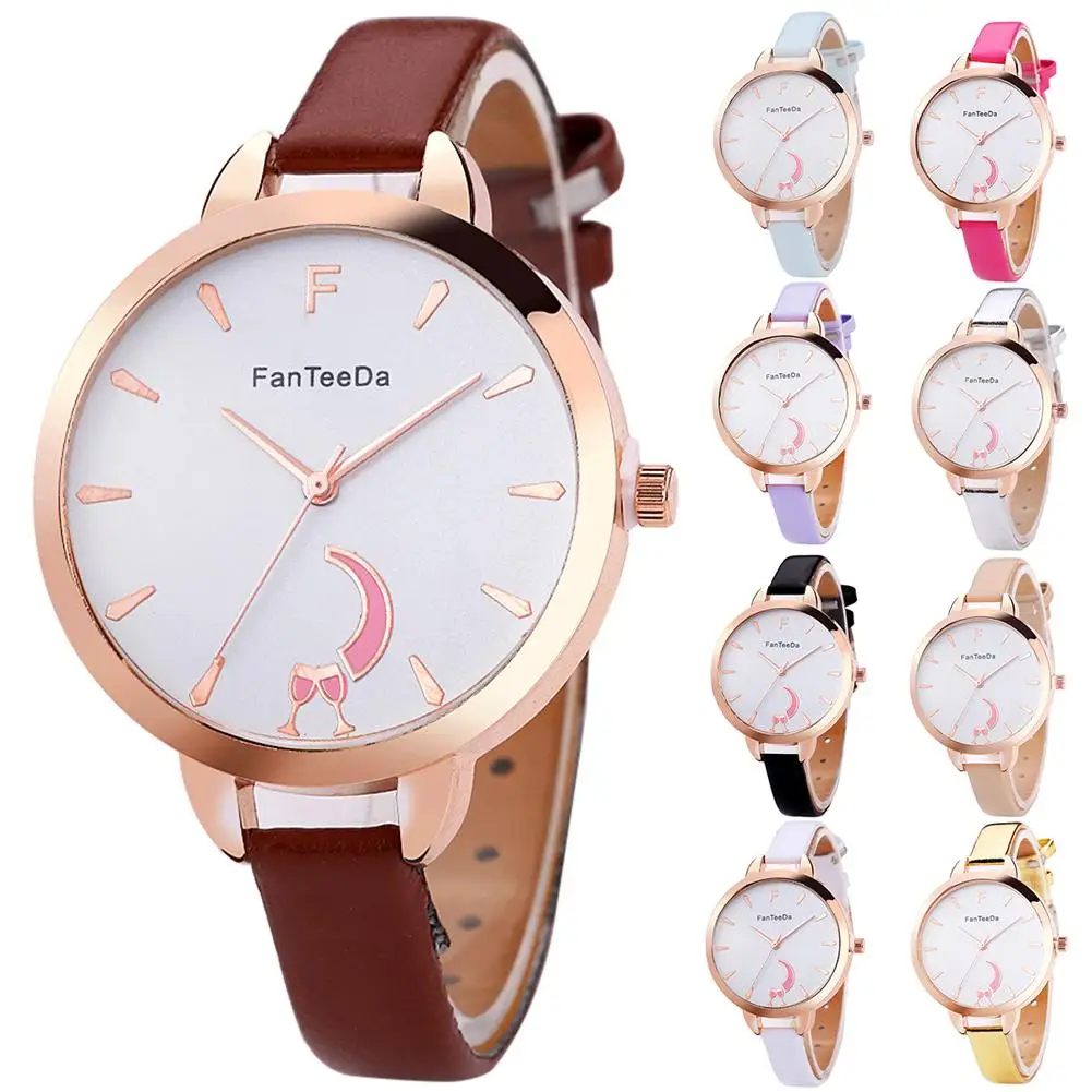 Fanteeda кофе бежевый лаконичный большой круглый циферблат тонкий искусственная