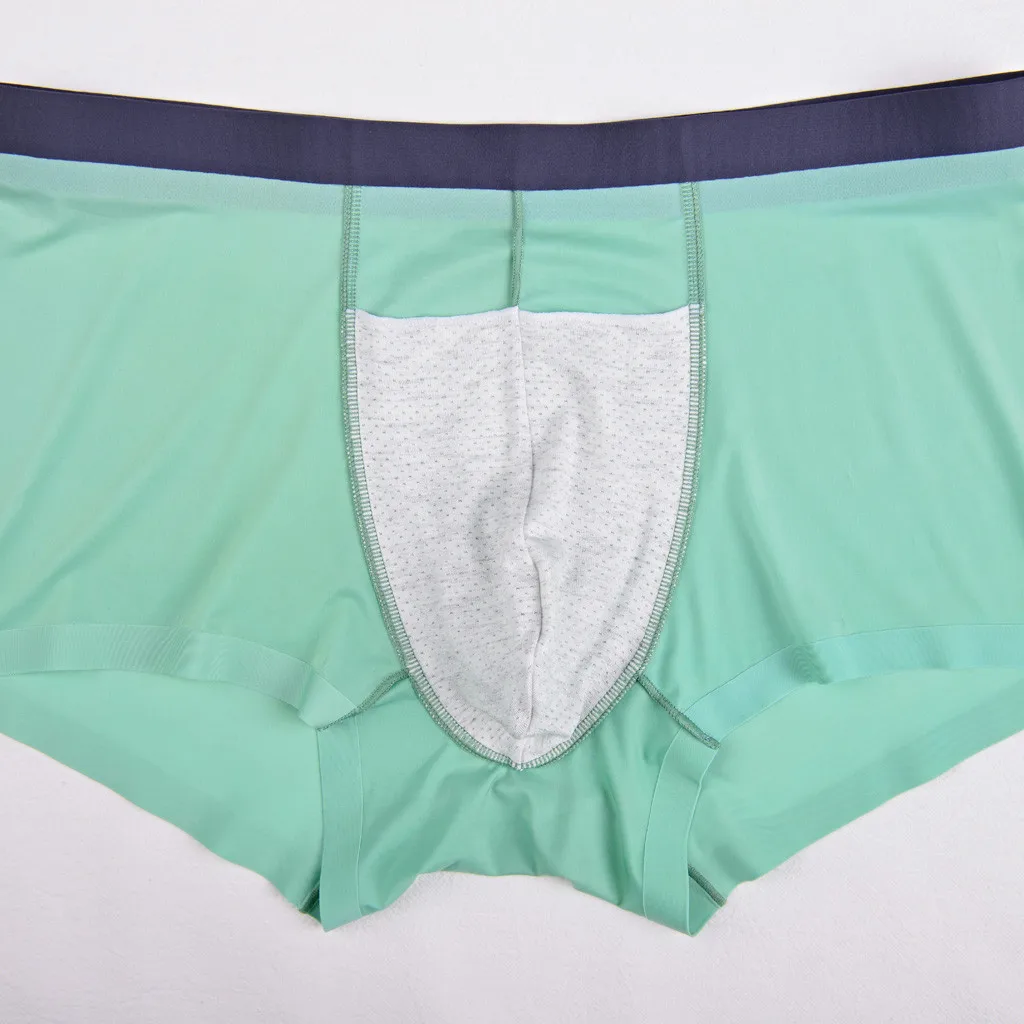 

Four Summer Men's 3 PCS Boxers Ice Silk Underwear Trace Thin Breathable Solid Comfortable Elastic Sexy Mens Boxer slip hombre