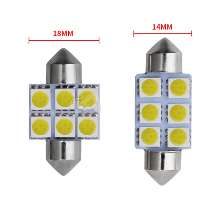 5050 6SMD Автомобильный светодиодный лампа для чтения 31 36-39-41 мм Внутренний