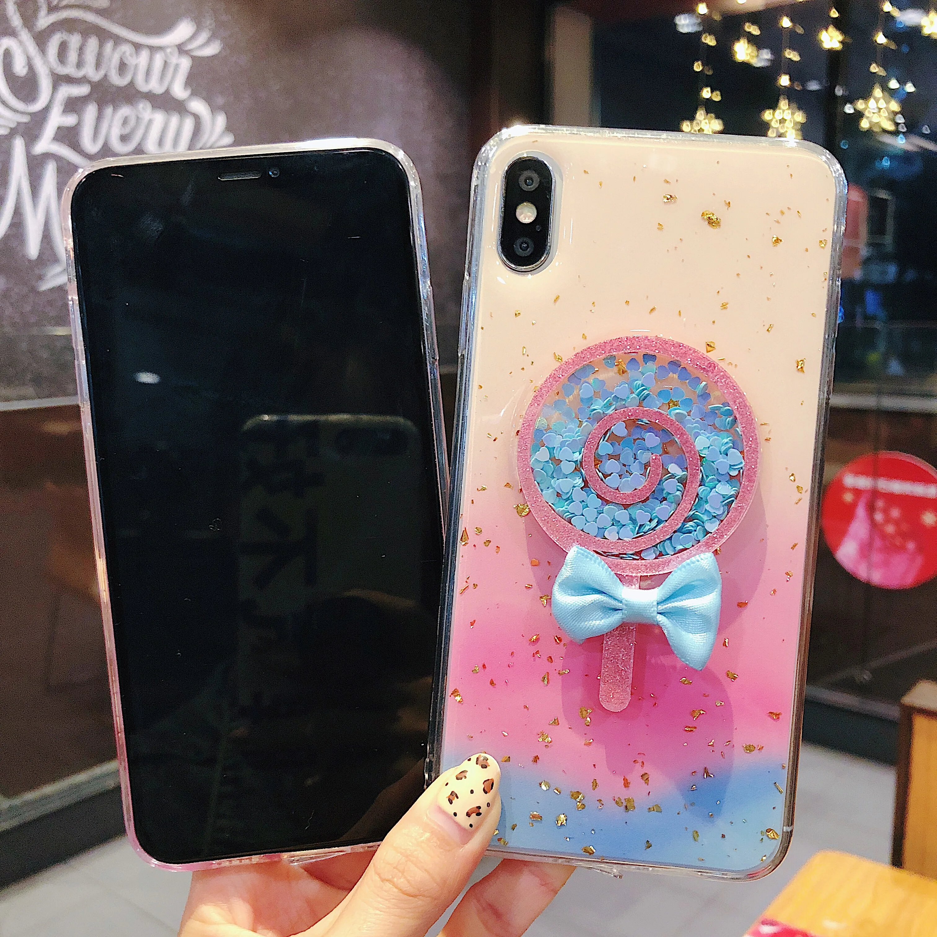 Розовый синий девушка леденец Apple X XS MAX четыре угла анти падение iPhone xr мобильный