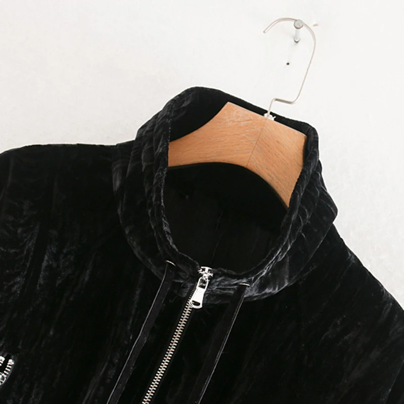 RR Turtleneck Short Jackets Women Fashion Solid Velvet Coats Women Elegant Zipper Long Sleeve Jackets Female Ladies JV