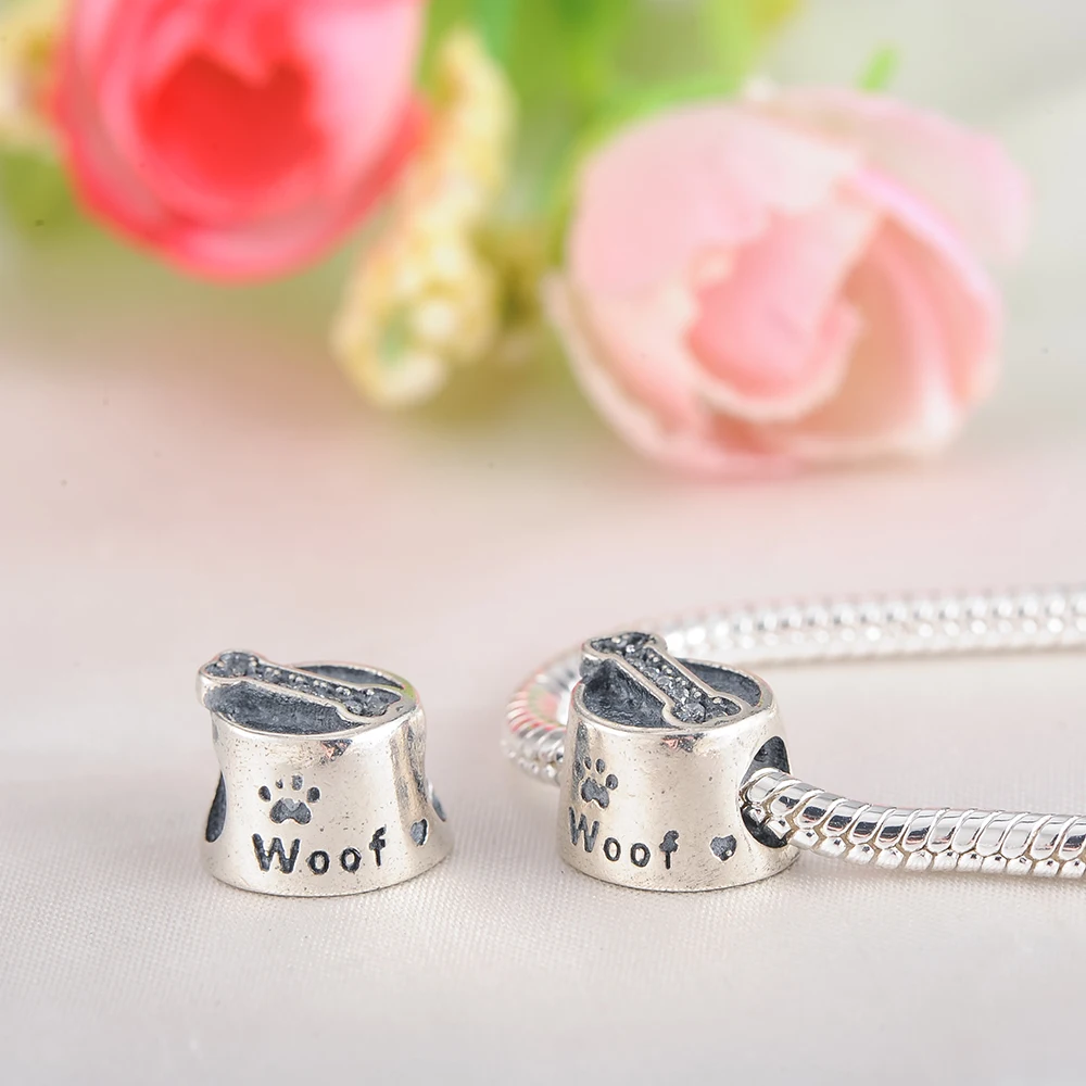 

New Sale 100% 925 Sterling Silver Woof Beads Bone Bowl Pendant Fit Original Pandora Charms Bracelets DIY Women Jewelry Making