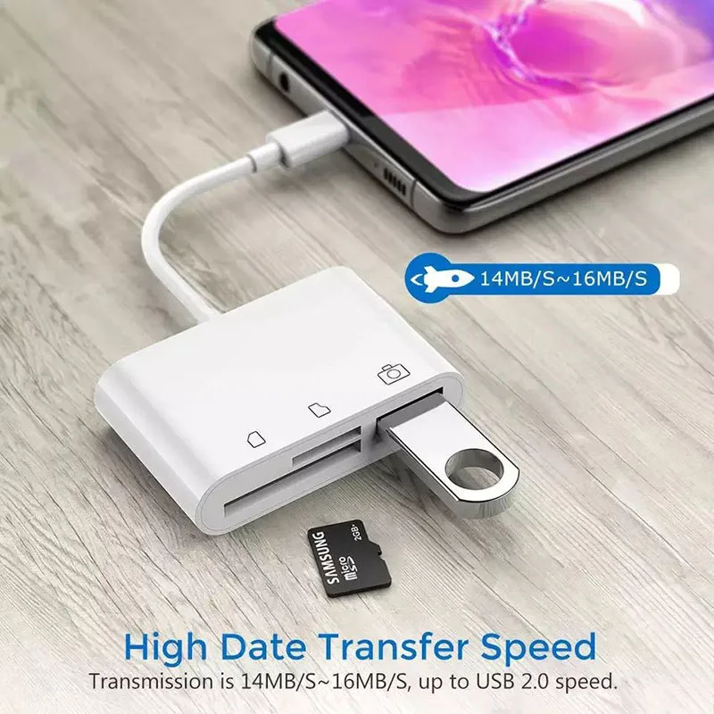 Адаптер USB Type C 50 шт./лот устройство для чтения карт памяти TF SD OTG записи флэш-памяти
