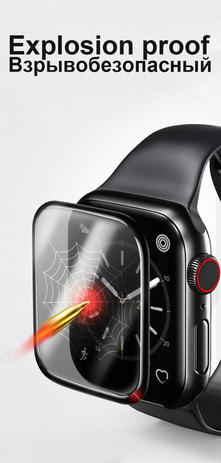 ПЭТ + ПММА 3D полноэкранная Защитная пленка для apple watch 5 4 38 40 44 42 мм мягкая с защитой