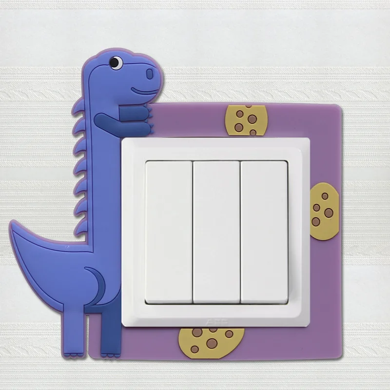Мультяшный динозавр переключатель наклейка светится в темноте Настенный декор