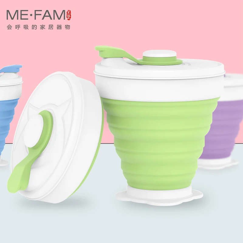 Складная Силиконовая походная чашка 350 мл с крышкой |