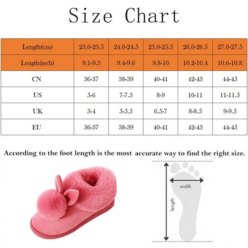 

Women Winter Home Rabbit Ear Slippers Shoes Non-slip Soft Winter Warm House Slippers Indoor Bedroom Couples Warm Slippers