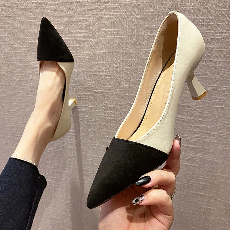 Женские офисные туфли 6 см новинка 2021 осенние женские остроносые на высоком