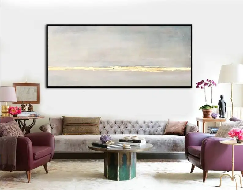 

Large Abstract Oil Painting Gray Painting Gold Leaf Wall Art Painting On Canvas Abstract Texture Art Wall Painting Living Room