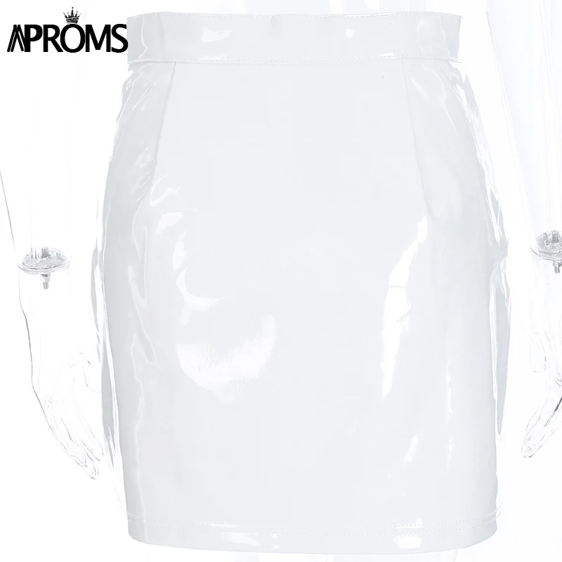 Aproms розовая юбка-карандаш из искусственной кожи для женщин, Осень-зима, Короткие мини юбки для женщин, сексуальная уличная одежда, юбка на молнии спереди