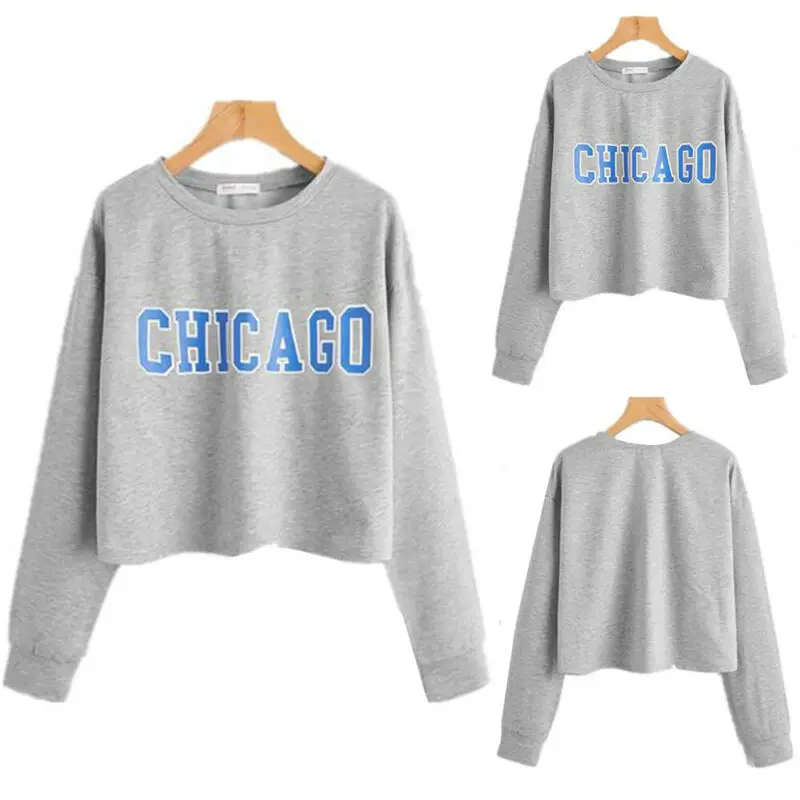 

Женская укороченная толстовка с капюшоном, повседневный Свободный пуловер с длинным рукавом и круглым вырезом, с надписью