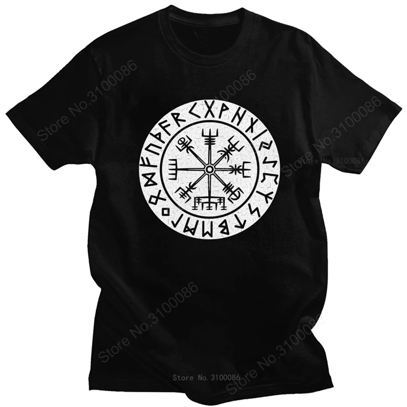 Футболка Vegvisir с рунами викингов для мужчин хлопковая футболка отдыха круглым