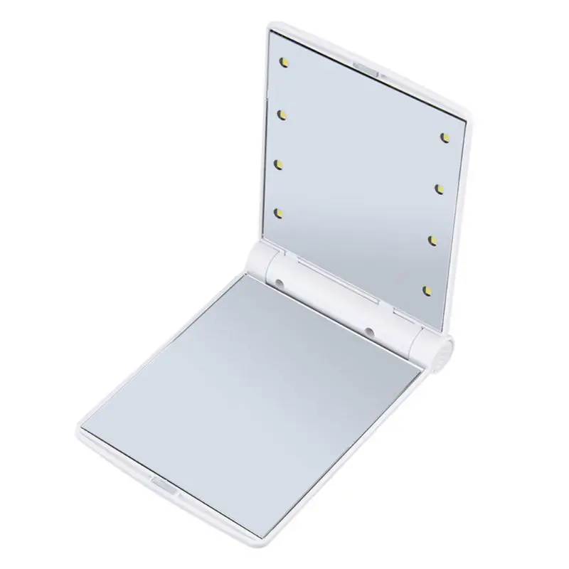 

11x8.5CM 8 LED Lights Lamps Women Girls Portable Folding Rectangle Makeup Mirror Compact Pocket Size Travel Cosmetic Tool