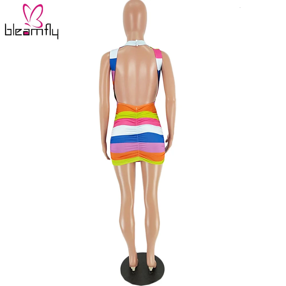 Новинка женское летнее платье в радужную полоску с вырезами на талии завязками