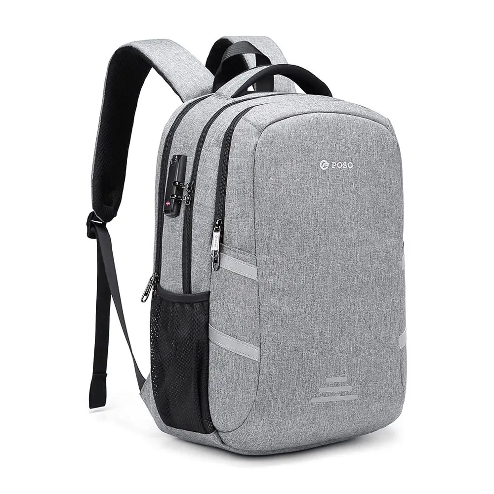 

Мужские рюкзаки с USB-зарядкой, Антивор TSA, водонепроницаемая сумка для ноутбука 15,6 дюйма, черный/серый цвет