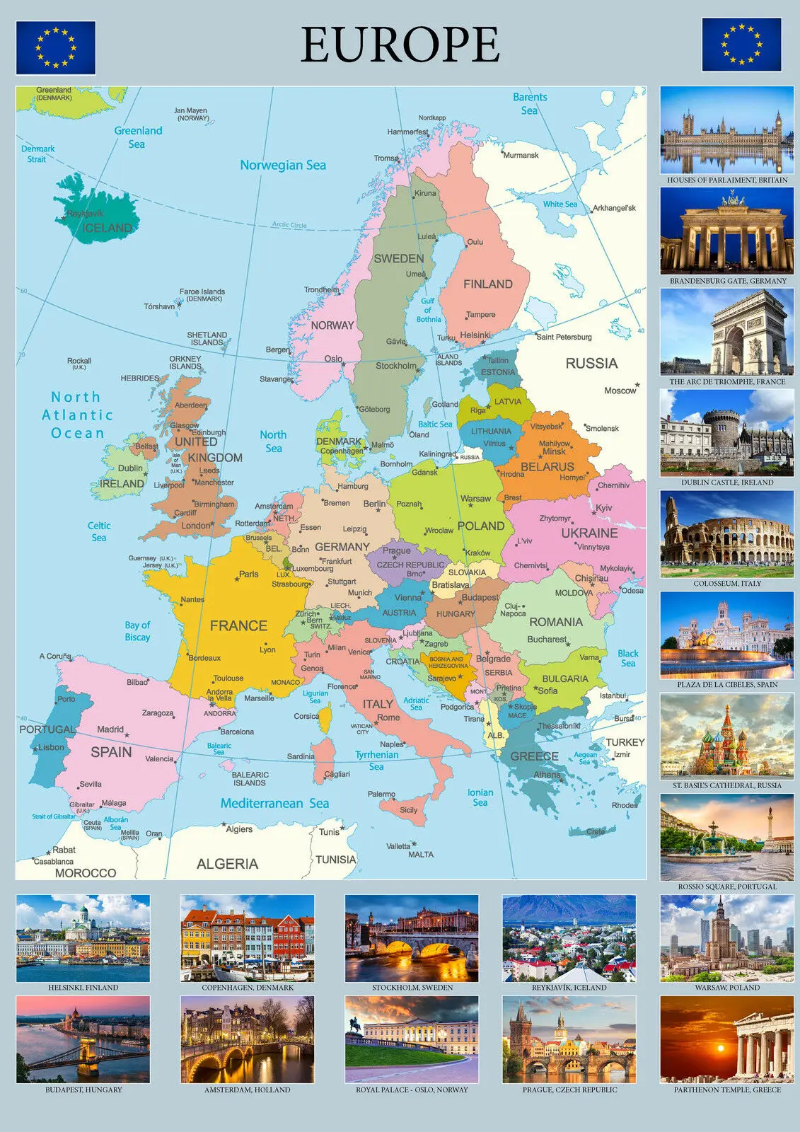 

Карта Европы художественная домашняя комната искусство фотография плакат