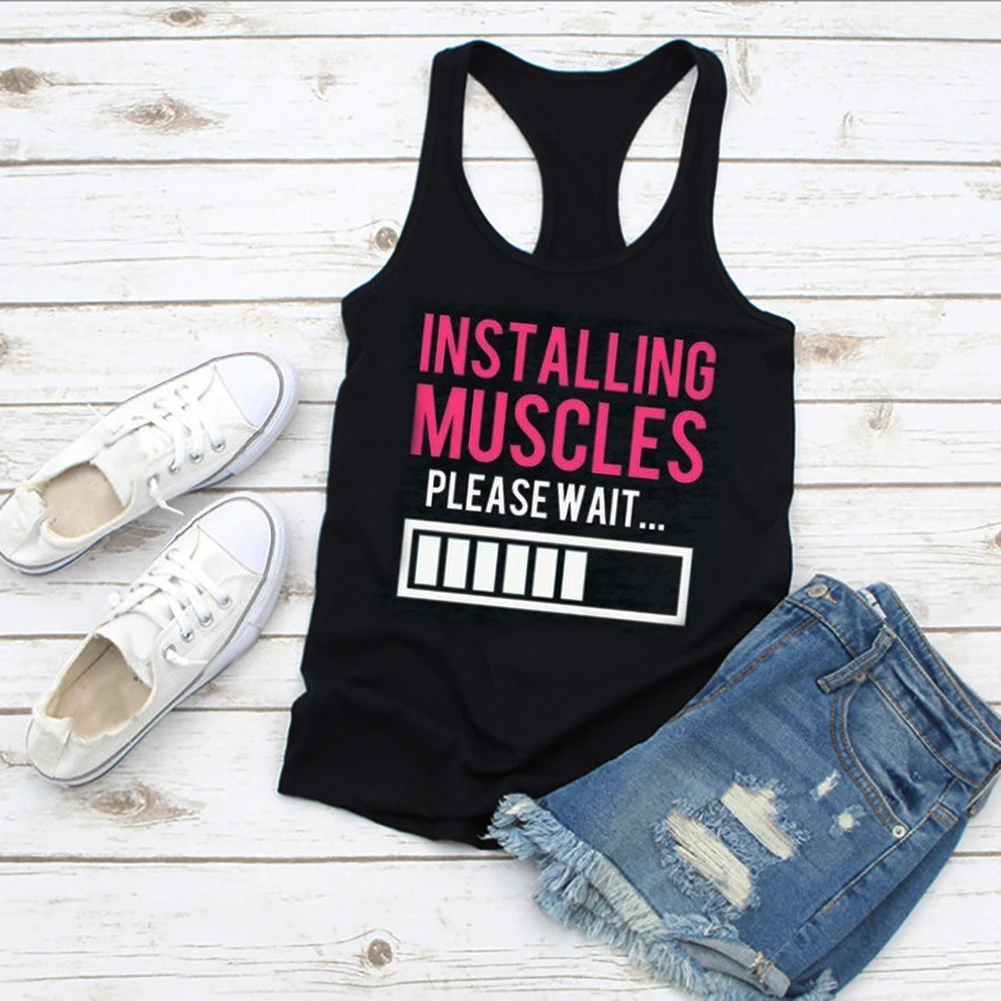 Мода плюс размер Спортивная Женская забавная с буквенным принтом майка одежда