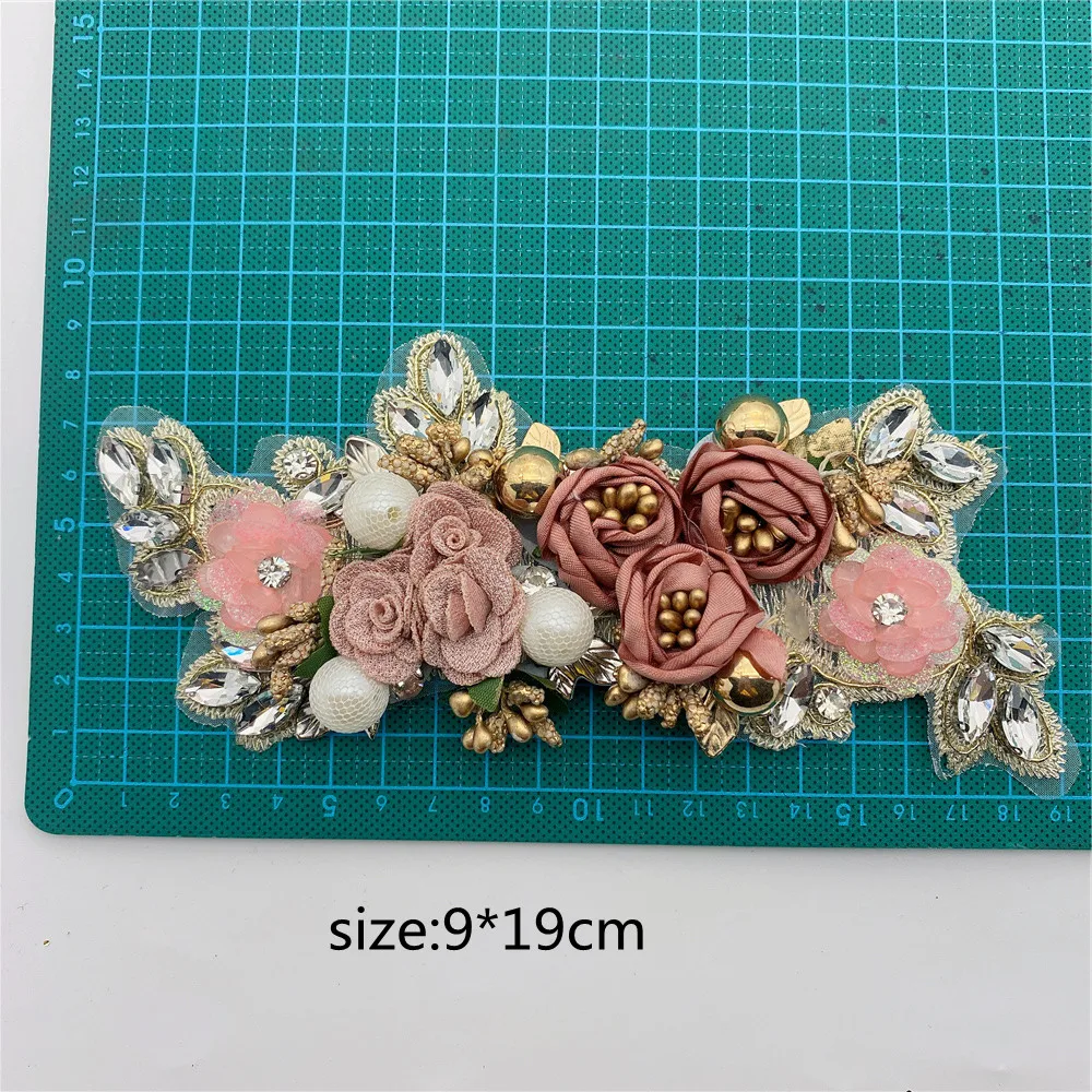 2 шт. модная 3d аппликация Стразы ручной работы с цветочной вышивкой нашивка для