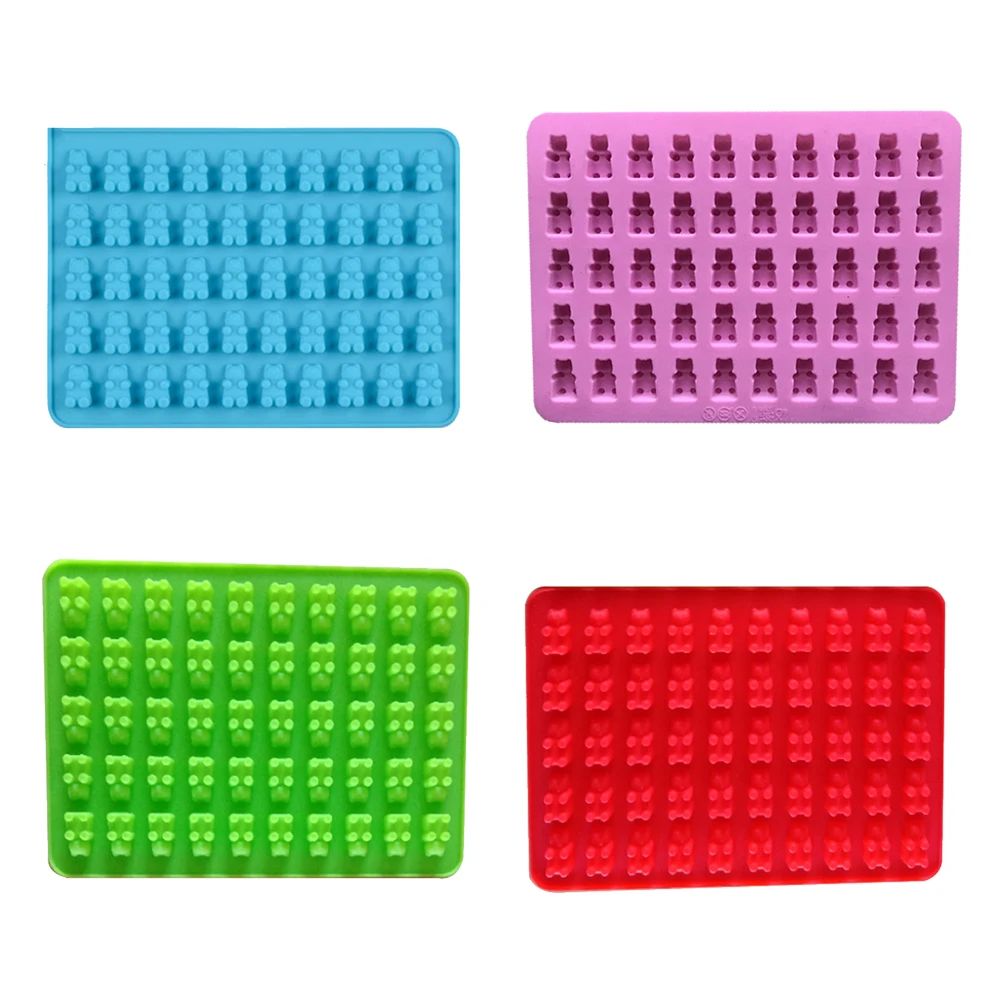 New Colorful 50 Cavity Cartoon Animals Silicone Grids Gummy Bear Chocolate Mold Cute Candy Maker Ice Tray Jelly Mould Cake Tools