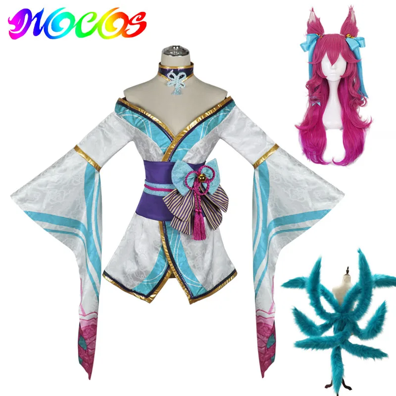 Женский парик для косплея DIOCOS LOL Spirit Blossom Ahri с ушками головной убор вечеринки на