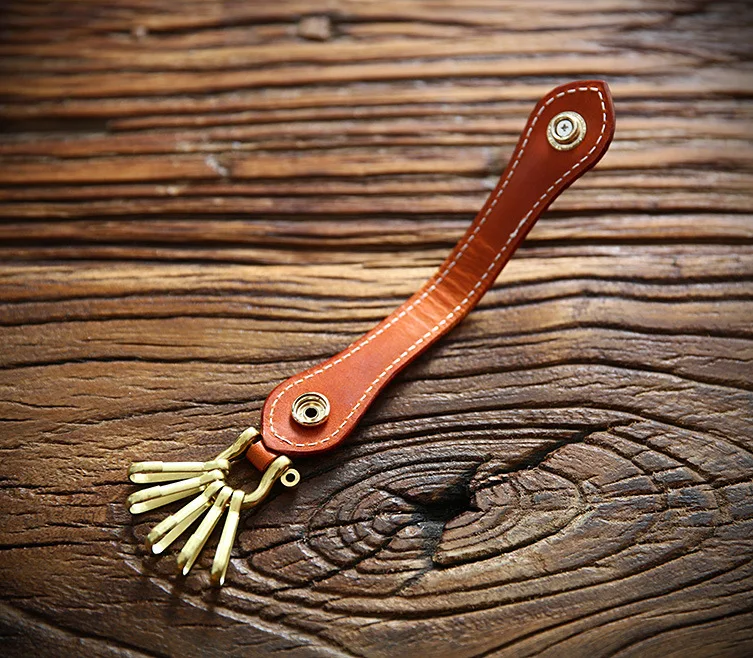 SIKU men's leather key holder Handmade cowhide key chain Men's simple head leather Pure copper metal