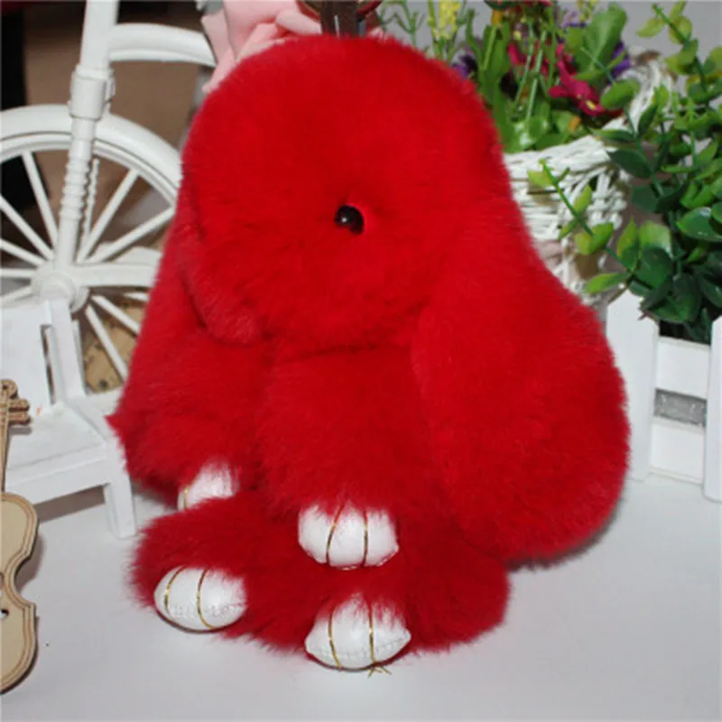 Брелок для ключей с милым плюшевым Кроликом женский меховой помпон кольцо