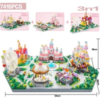 7416pcs huge pink amusement park building block 3n1 model building cartoon pink brick girl club bricks kids park castle game