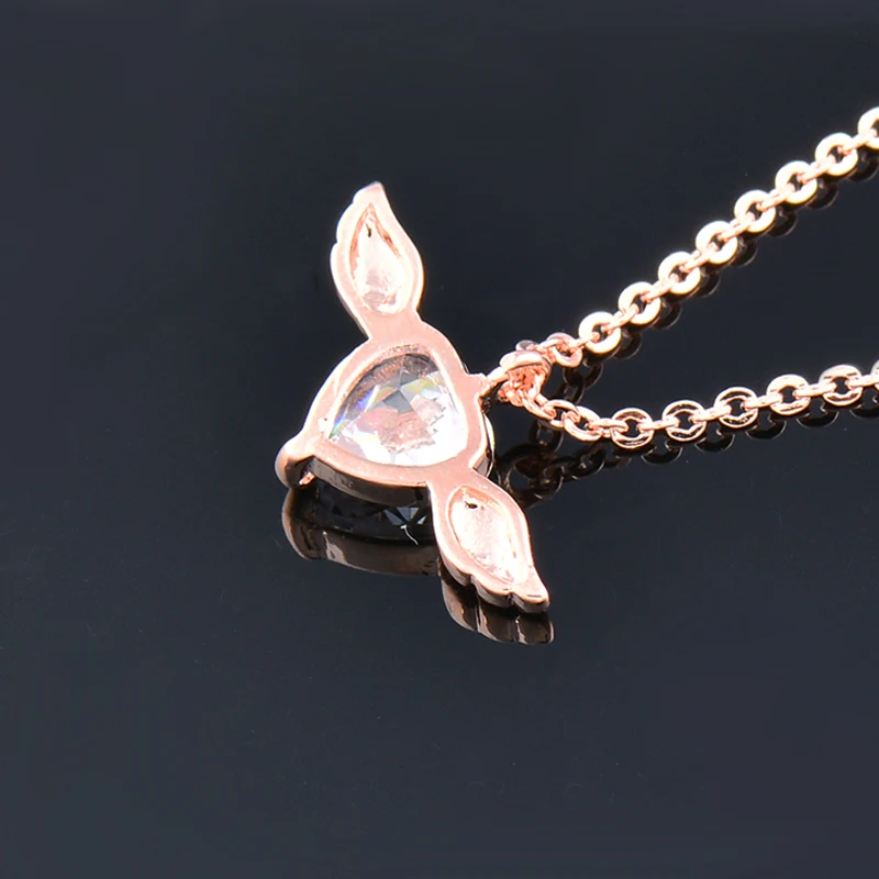 LEEKER милое Сердце ожерелье с крыльями из розового золота Цвет цепи прозрачным