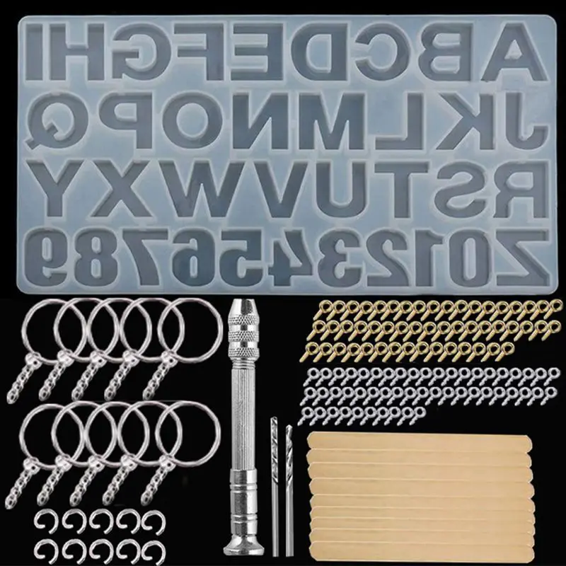 

1 Set Crystal Epoxy Resin Mold Letters Number Pendants Casting Silicone Mould