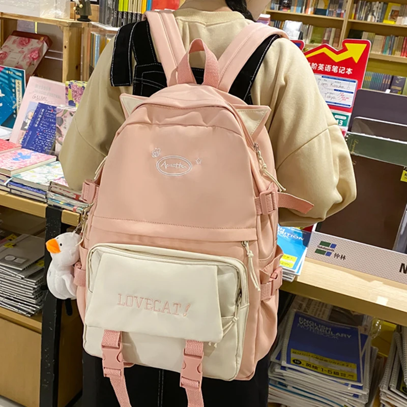 

Женский школьный ранец EST в стиле пэчворк, повседневный рюкзак контрастных цветов в стиле преппи на плечо, дорожные сумки