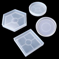 4pcsset diy round square hexagon silicone coaster mold silicone coaster mold epoxy resin coaster molds for casting