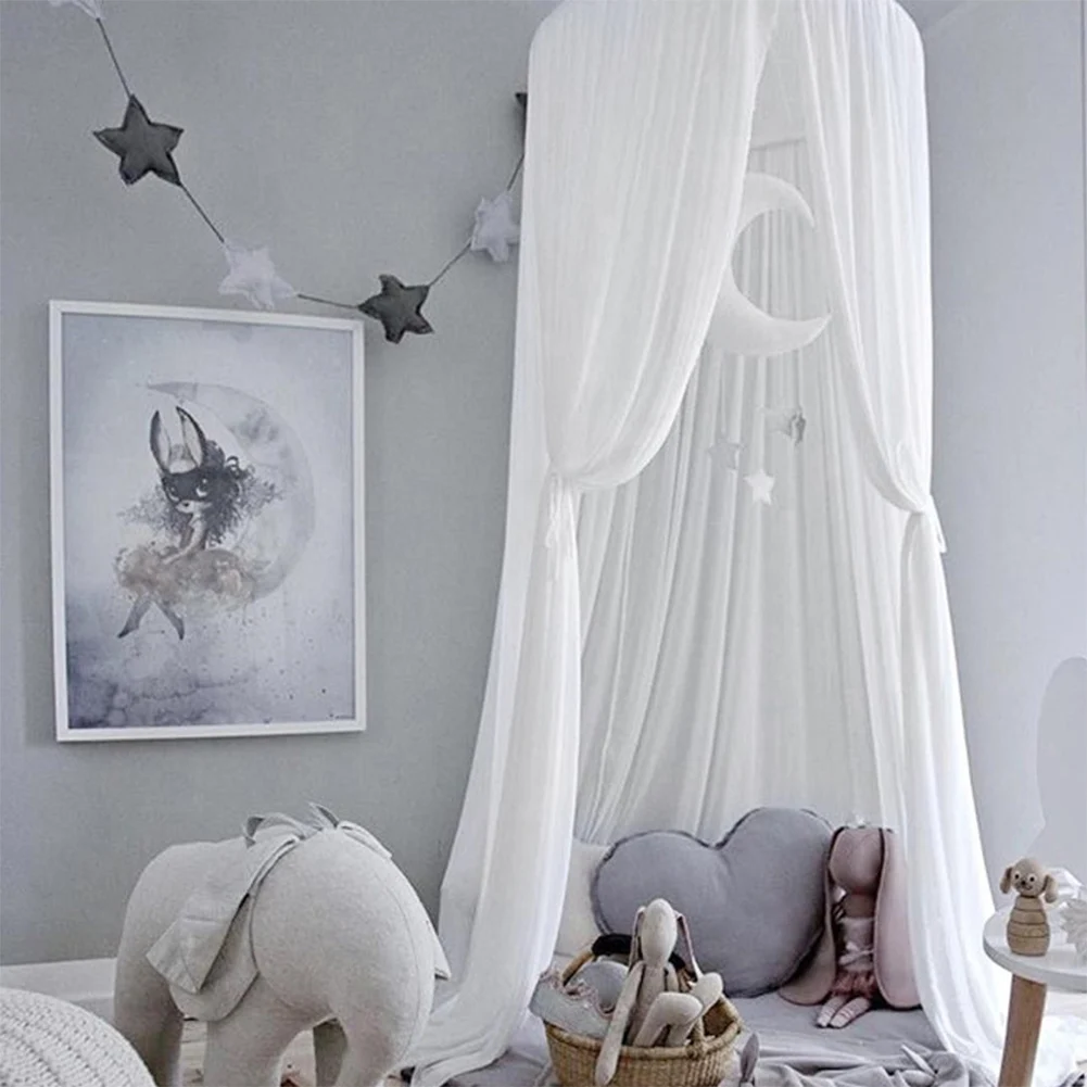 

Crib Bedroom Hanging Tent Bed Canopy Chiffon Mosquito Net Reading Dome For Baby