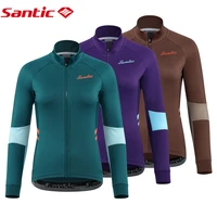 santic new women cycling jackets winter warm plus fleece cycling jersey long sleeve windproof warm cycling jacket top reflective