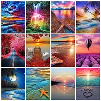 5d diy diamond painting cross stitch colorful scenery embroidery mosaic full square round drill wall decor handcraft gift