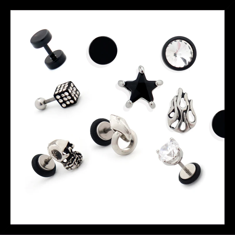 

Fashion Body Piercing Jewelry 1PCS Black Goth Punk Styles Lip Ear Belly Button Piercing Hip Hop Street Eyebrow Piercing Jewelry
