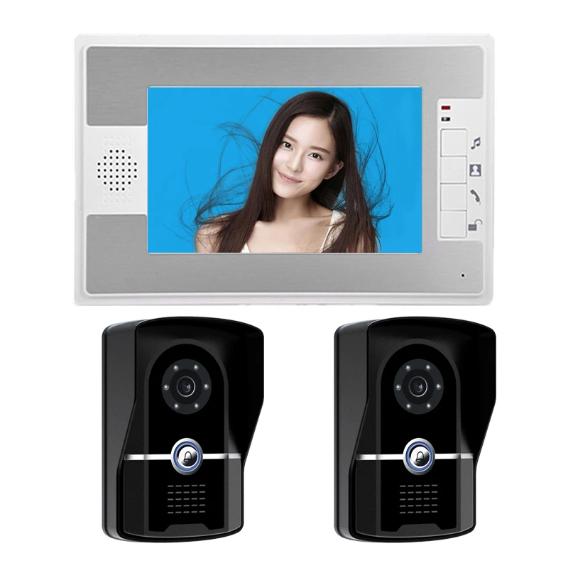 SYSD 7inch Monitor Wired Video Doorbell Phone Intercom for Home with Night Vision Camera Waterproof