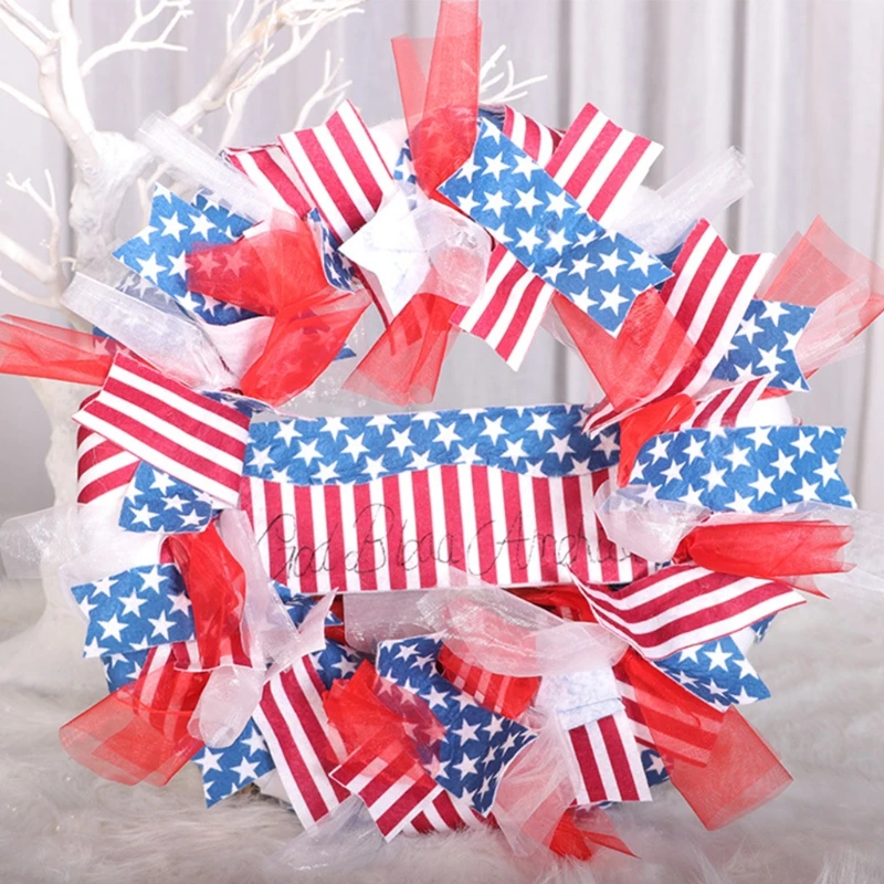 

Independence Day Wreath for Front Door American Patriotic Wreath Gnome Swedish Tomte Garland 4th of July Gift Farmhouse Decorati
