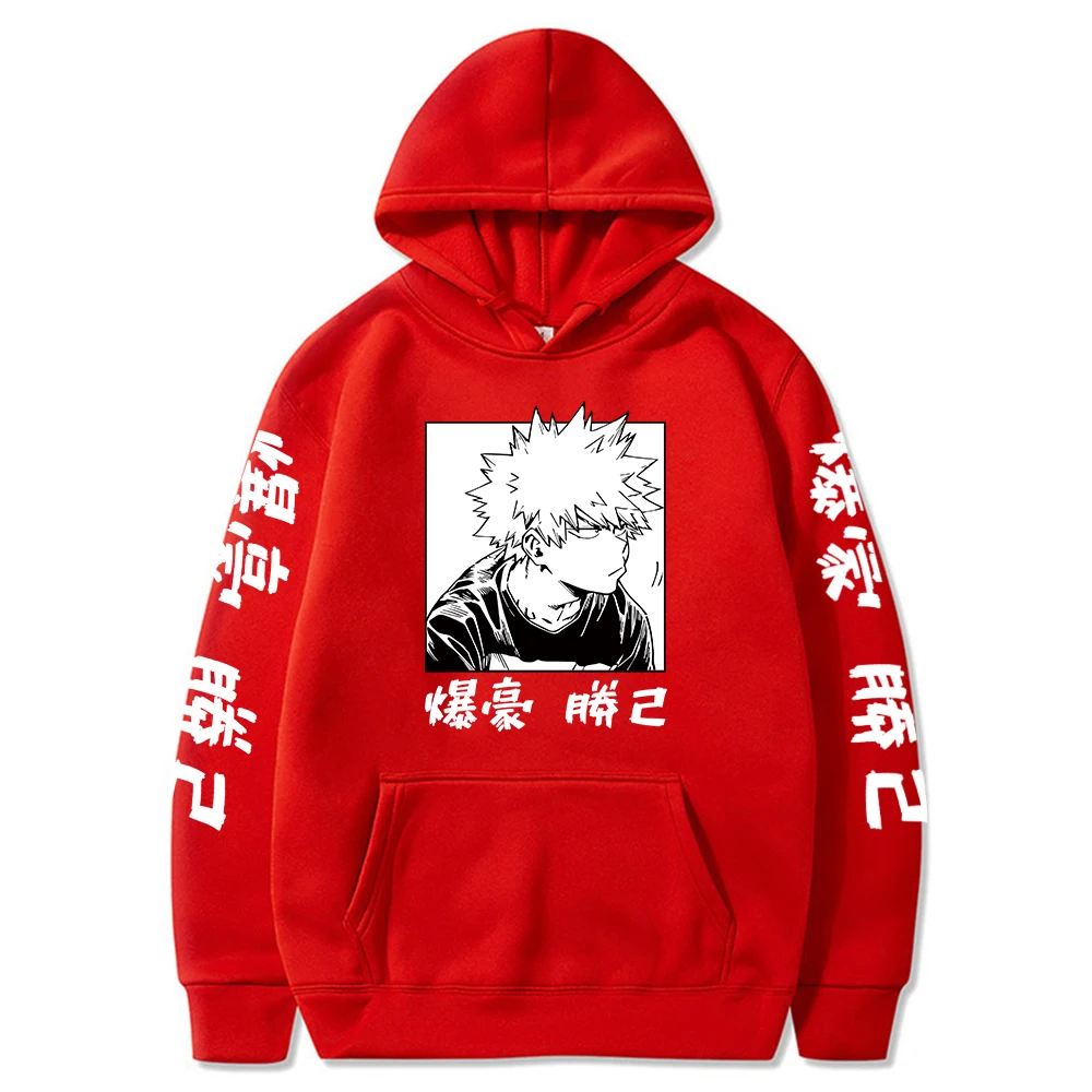 

Unique my hero academia bakugo hoodies tops warm pullover casual letter print hooded streetwear long sleeve sweatshirt tops