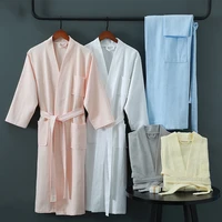 100 cotton summer waffle bathrobe long dressing gown kimono men bath robe plus size women night dress bridesmaid sleepwear