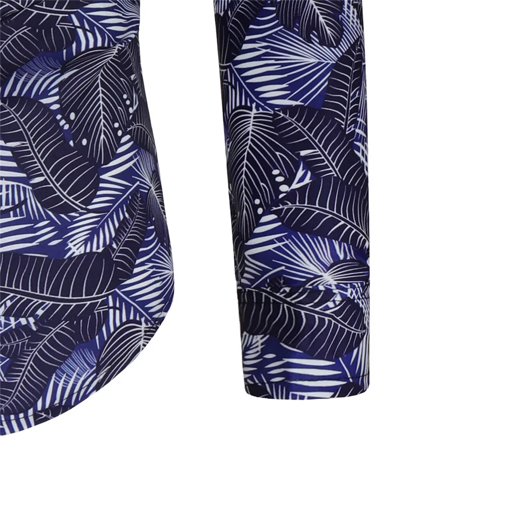 

Spring and autumn new large size high quality men's shirt digital feather printing long-sleeved lapel comfortable male blouse