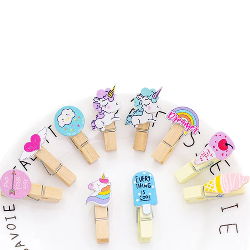 

10pcs/lot Originality Lovely Cartoon Colour Wood Clip Photo Wall Clip Office School Supplies Stationery Binding Supplies