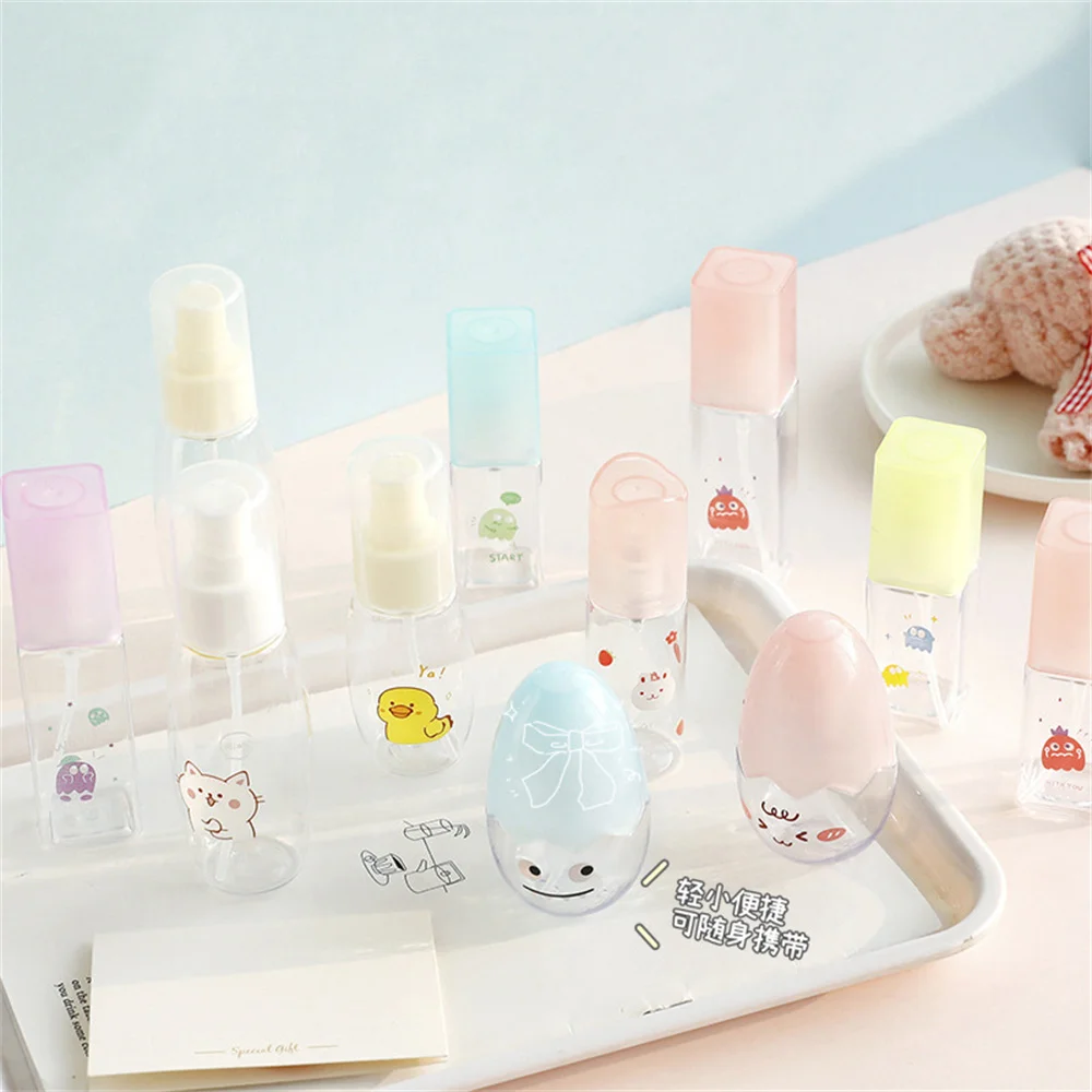 

35/45/50/55/85ml Cartoon Cute Printed Transparent Empty Spray Bottles Pet Mini Empty Cosmetic Containers Refillable Bottle
