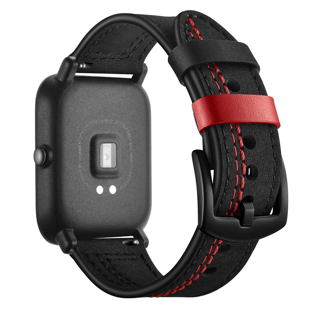 Ремешок UEBN кожаный для Huami Amazfit bip GTS & GTR 42 мм роскошный спортивный браслет наручных