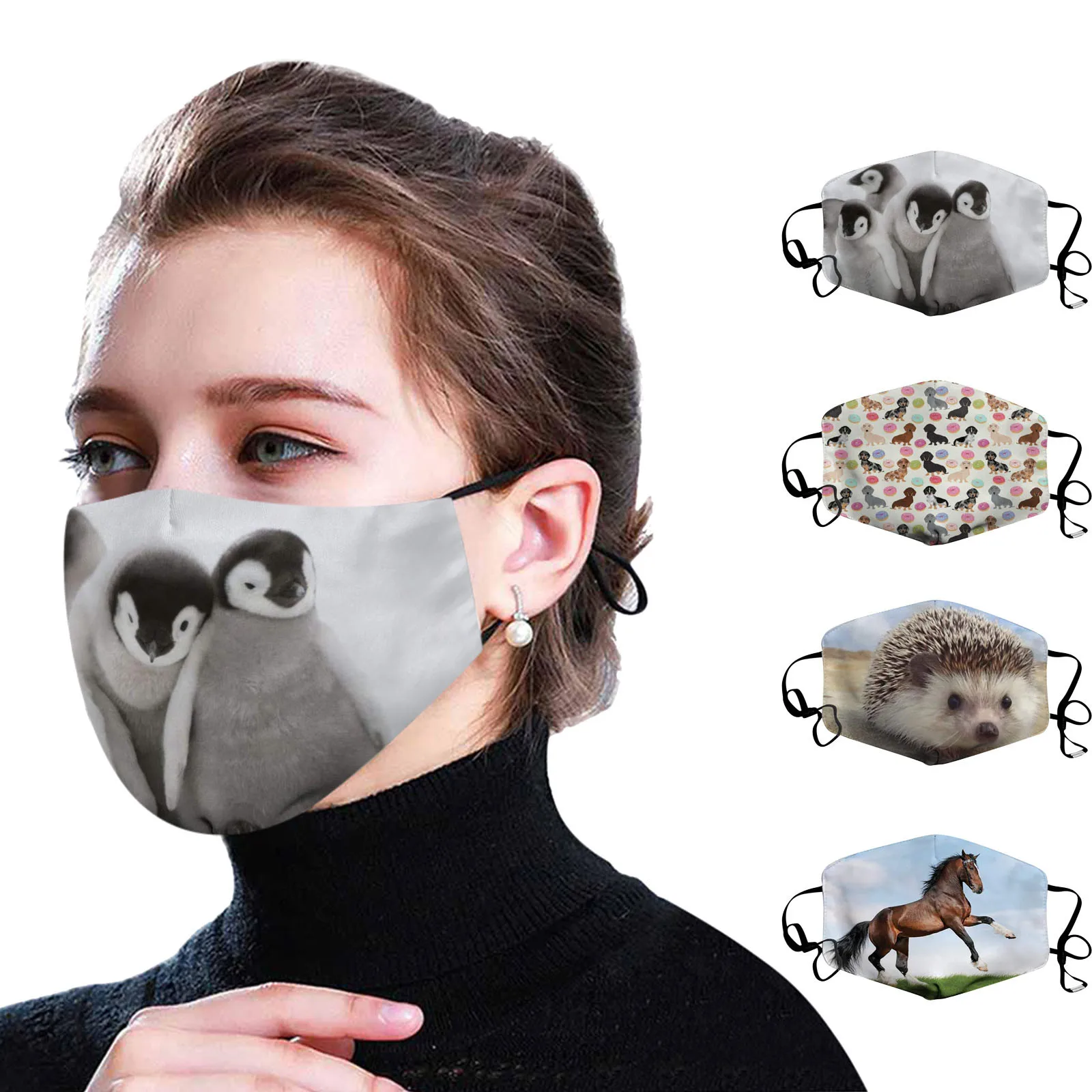 Маски для взрослых с рисунком настоящих пингвинов/ежиков/лошадей маски унисекс
